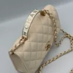 Chanel jumbo caviar 20cm avec poignée beige – Image 2