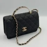 Chanel jumbo caviar 20cm avec poignée Noir