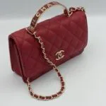 Chanel jumbo caviar 20cm avec poignée Rouge