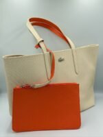 Sac Lacoste blanc crème orange double face