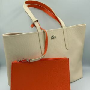 Sac Lacoste blanc crème orange double face